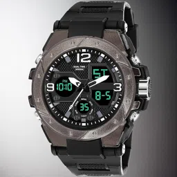 ewwe Dual Time Display Analog-Digital Watch - For Men Analog Digital Silicon Watch with Black Straps image 4