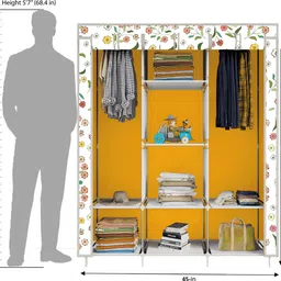 furnigully Digital Warm Flower Printed Carbon Steel Collapsible Wardrobe image 4