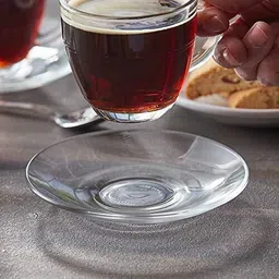 coozico Pack of 2 Glass Clear Glass Saucer Set of 6 Only Saucers Without Cup for Serving image 3