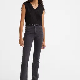 H&M Women Black Slim Bootcut High Jeans-picture-29