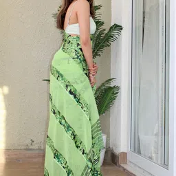 sanjana  silk SANJANA SILK Abstract Printed Pure Georgette Bagh Saree image 2