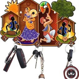 aps art plus store UV Printed Musician Family Key Holder For Home Decor, Wall Decor Stylish Wood Key Holder-picture-10