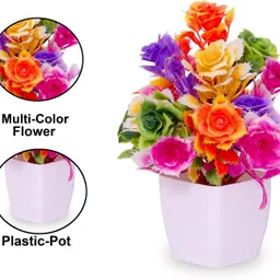 nerapi Set of 4 Beautiful Multicolor Wild Artificial Flower Piece, Multicolor Wild Flower Artificial Flowerwith Pot image 4