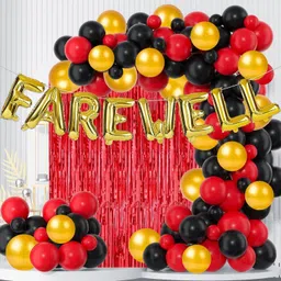 kapoor stores Solid Farewell Letter Foil Balloon Set of Gold with 2Pcs Red Fringe Curtain Balloon-picture-17