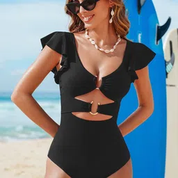 recent fashion Gorgeous Self Design Women Bikini Black Swimsuit image 4