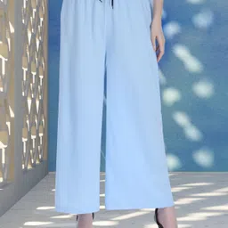 irha Women Relaxed Light Blue Viscose Rayon Trousers-picture-18