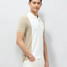 u.s. polo assn. denim co. Men Solid Polo Neck Pure Cotton Beige T-Shirt image 4