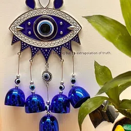 advik mart Evil Eye Good Luck Charm | Home & Office Protection Wall Hanging Aluminium Windchime image 4