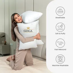 goga LUXURY Cotton Solid Sleeping Pillow Pack of 2 image 3