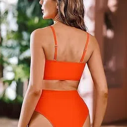 verma creation Woven Women Bikini Orange Swimsuit image 3