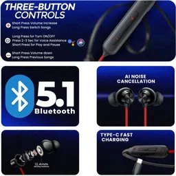 skm Bulllets Wireless ZenX Bass Neckband headphone with 49 hr playtime_SW Bluetooth & Wired Headset image 4