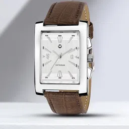 wizard times Brown Leather Strap Silver Dial Day & Date Formal Watch Water Resistant Analog Watch - For Men SK57-picture-19