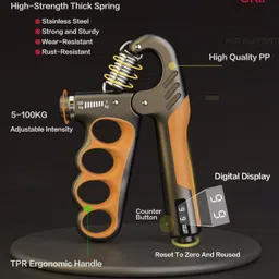 fit 4 heal Adjustable Hand Grip 5 - 100 kg Finger & Hand Exercise Fitness Grip with Counter Hand Grip/Fitness Grip image 2