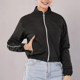 vilazo Solid Women Wind Cheater-image-4