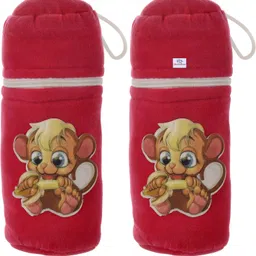 heart home Cartoon Printed Velvet Newborn Baby Feeding Bottle Cover, Pack of 2 (Pink)-picture-14