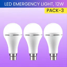 sacro 12W Rechargeable Inverter LED Bulb with Upto 4H.Power Cut Lighting Pack of_3Z209 4 hrs Bulb Emergency Light image 1