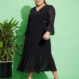 sassafras curve Women Wrap Black Midi/Calf Length Dress image 3