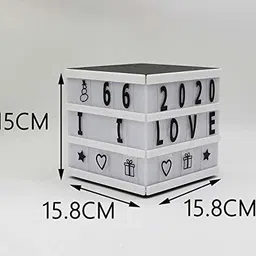 iktu 10 LED Lights Square 4D Cinematic Light Box,, Cinema Light Box, Letter Light Box, 4 Sides Lightbox with 150 Letters & Symbols Table Lamp image 3