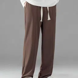 vansh fashion Men Loose Fit Brown Linen Blend Trousers image 3