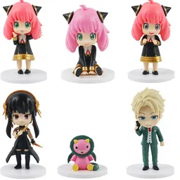 Spy x Family 6 Pcs Figure Set Loid Forger, Yor, Anya Forger Anime Figure, 11cm-image-0