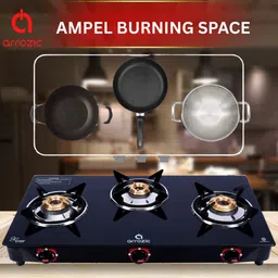 arrozic Arrow 3 Burner Black Stainless Steel Manual Gas Stove image 4