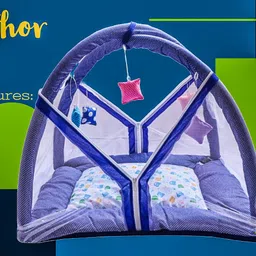 candychor Cotton Infants Washable Baby Play Gym with Mosquito Net, Bedding Set for New Born Babies Mosquito Net image 5
