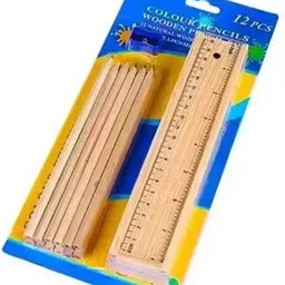 shree jee enterprises Colorful Wooden Pencil Set with, Ruler, Sharpener for Kids, Artist, Architect-picture-48