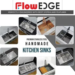 flowedge 24x18x10 Kitchen Sink Single Bowl 24 Inch SS304 16-Gauge Stainless Steel Sink FE2418M | HANDMADE | KITCHEN SINK Vessel Sink image 5