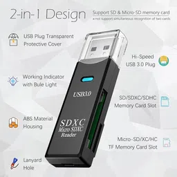 SUPVOX USB 30 Card Reader 2 in 1 SD TF Card Reader High Speed Plug and Go Card Reader image 3
