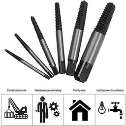 pkt 6pcs/Set Damaged Broken Screws Extractor Removal Tool Damaged Bolts Screws Drill Bits Screw Thread Tap & Die Set 4mm-15mm image 2