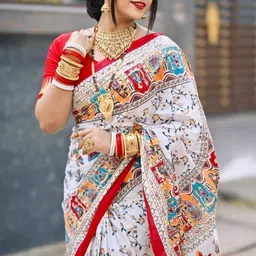sareewalla Printed Handloom Cotton Blend Saree image 1