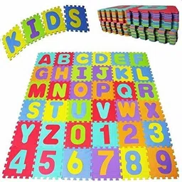 kipskart Interlocking Learning 36 Pieces In Each Mini Puzzle Foam Mat Alphabet and Number Mat for Kids (Multi Color) Pack of 2 image 3