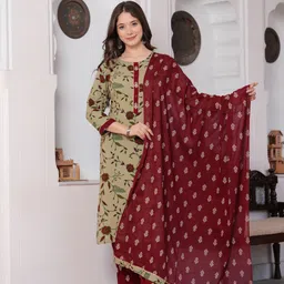 prisca Women Viscose Rayon Kurta Palazzo Dupatta Set-picture-22