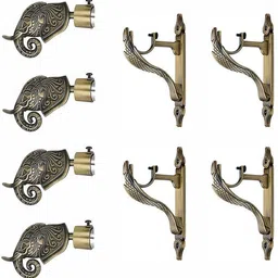 gloxy Gold Rod Rail Bracket, Curtain Knobs, Curtain Hooks, Curtain Rods Metal-picture-19