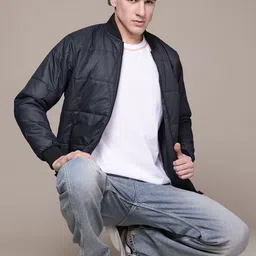 roadster Men Solid Padded Jacket image 4