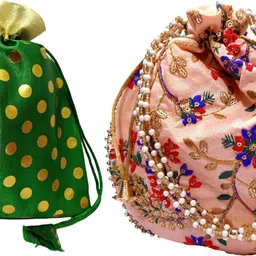 Girls Green, Multicolor, Gold Potli-image-38