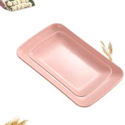 sugaalsu Wheat Straw Plates, Rectangular Dinner Plates, Lightweight Plates Salad Plate_ Tray-picture-44
