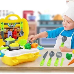 goods collection Dream Kitchen Set Cooking Pretend Play Toys for Kids, Yellow image 3