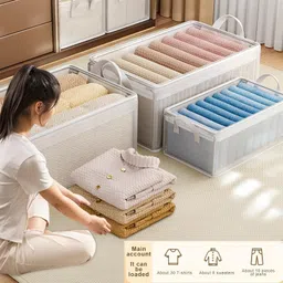 ZORKO Foldable Transparent Wardrobe Cloth Organizer Box for Clothes Storage Polyester Laundry Bag image 4