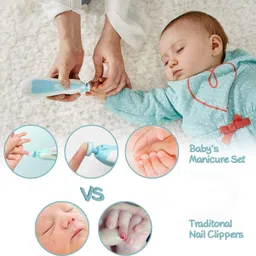 missfox Nail Cutter Clippers Kit File for Kids Safe Electric Baby Trimmer Blue image 4