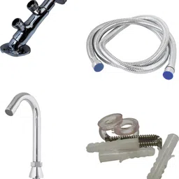 supernal Inclined Brass foot operated tap, Complete Set with Spout & Shower Hoses Foot Pedal Flush-picture-12
