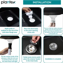 plantex Kitchen Sink Stainless Steel Push Down Strainer image 5