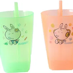 crazygol BPA Free Fun Cartoon Printed Bright Color Straw Cup Multicolor 3 pcs image 3