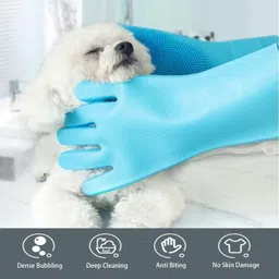rbgiit Premium Gentle Silicone Pet Grooming Gloves for Deshedding and Bath Time Grooming Gloves for Cow, Dog & Cat, Horse, Donkey, Rabbit, Monkey, Miniature Pig, Turtle image 3