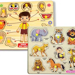 buy surety PackOf2 Wooden Human Body Parts & Animals Name Matching Puzzle Learning Board-picture-21
