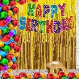 inispire2fashion Solid Happy Birthday Multi Dot Foil Letter Balloon With HD Multi Metallic Balloon image 1