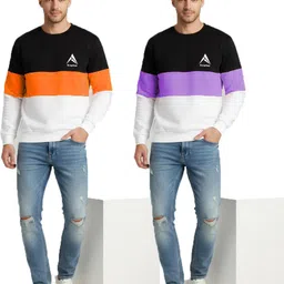 kroptee Men Full Sleeve Color Block Sweatshirt image 4