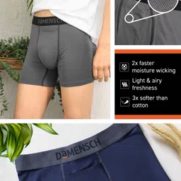 damensch Deo-Soft Micro Modal Grey Solid Men Trunk image 3