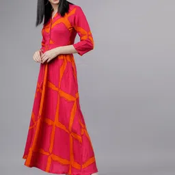 vishudh Women Maxi Multicolor Midi/Calf Length Dress image 2