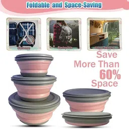 ansh multicomm Silicone Storage Bowl Space-Saving Foldable Expandable Food Storage Containers|Microwave Safe image 3